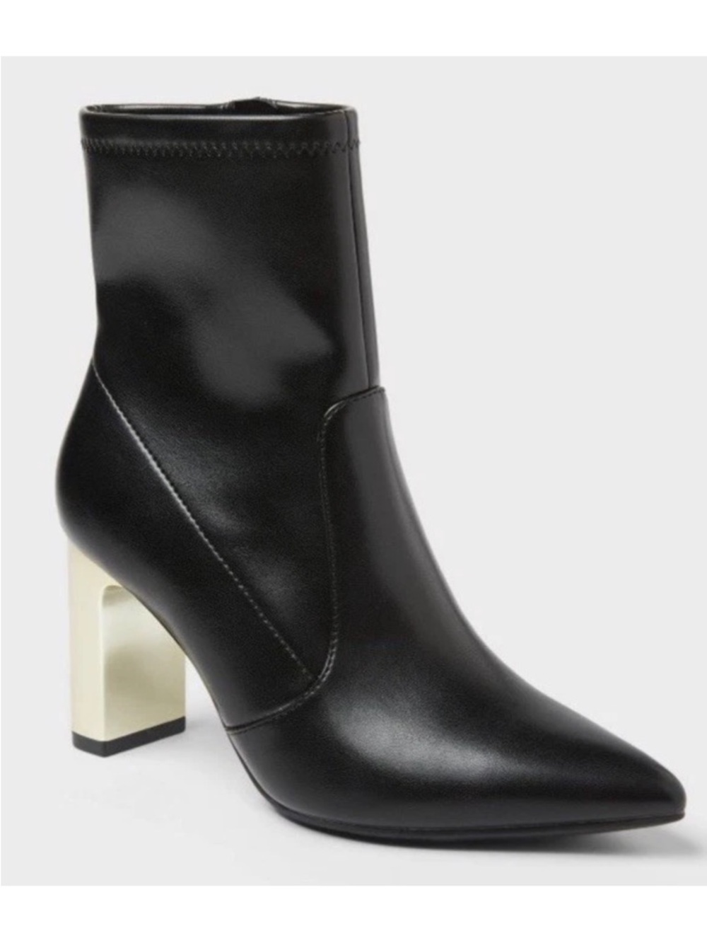Black Pointed Toe Block Heel Ankle Boots